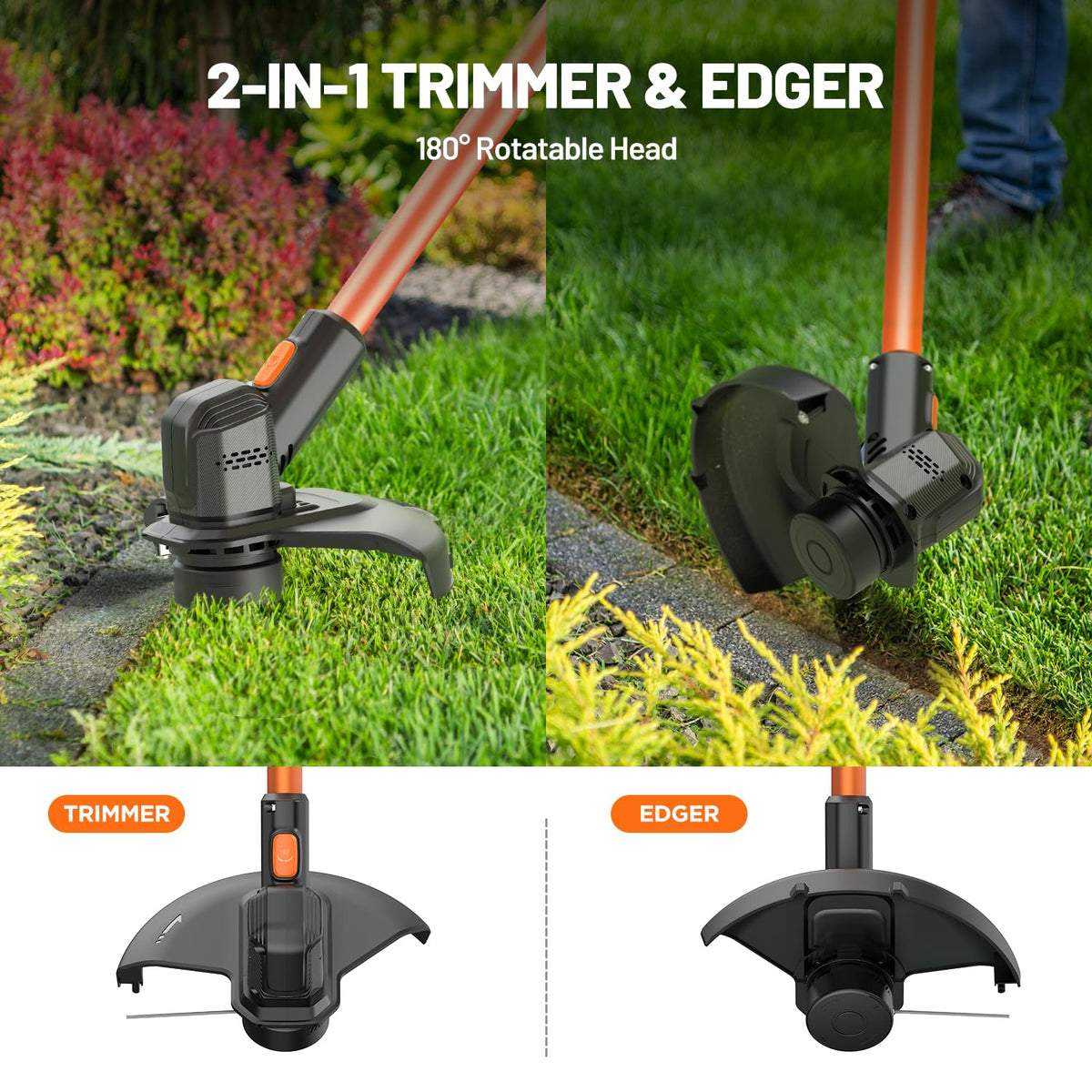 LiTHELi U20 Handy+ edging mode creates precise lawn borders