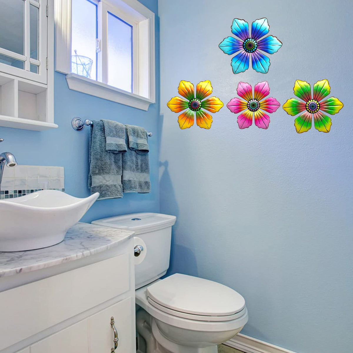 LITIALLY 6in metal flowers suitable for indoor or outdoor decor.