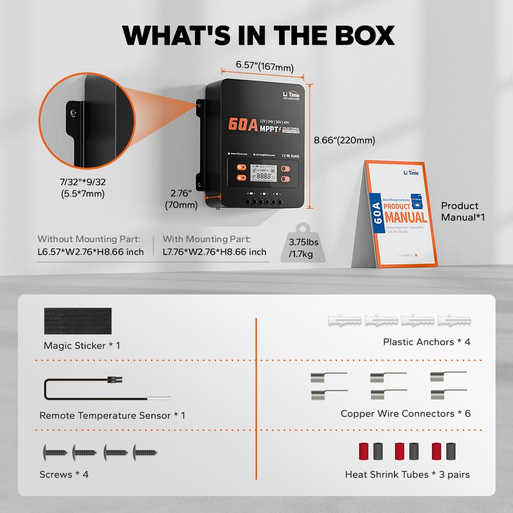 Litime MPPT setup wiring illustrates easy integration with solar panels and battery banks.