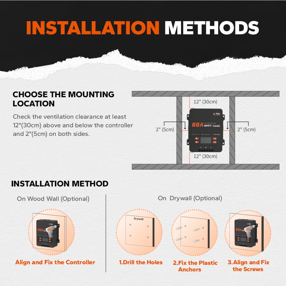 Litime maximum PV input up to 200VDC supports large solar arrays.
