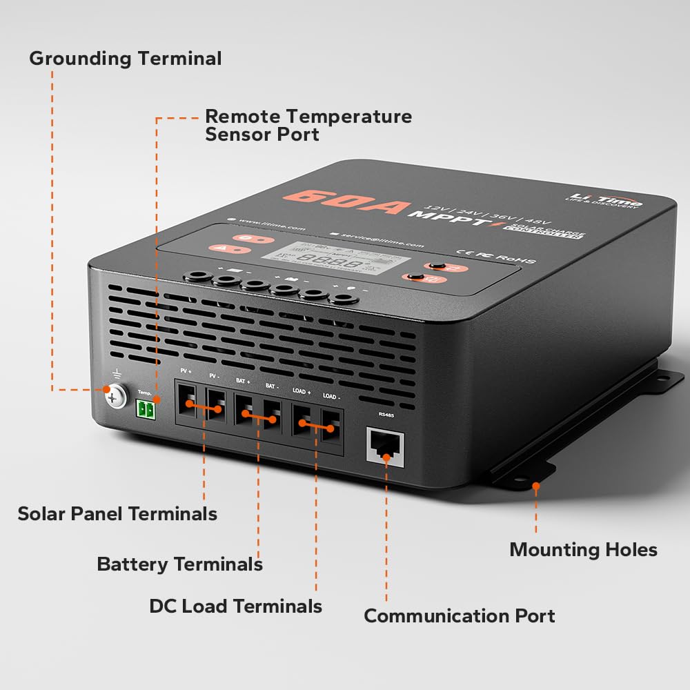 Litime protective features indicate overload, voltage, short-circuit safeguards.