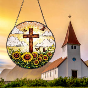 Litivy garden-friendly cross for patio or yard display.
