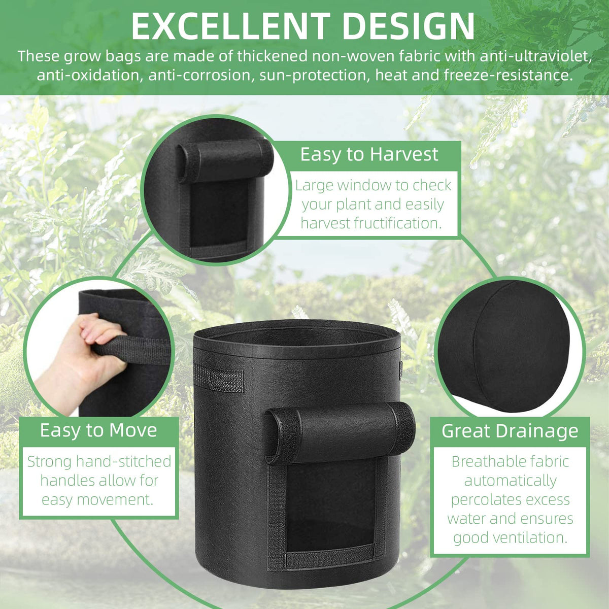 LITLANDSTAR sturdy nylon handles for easy garden transport