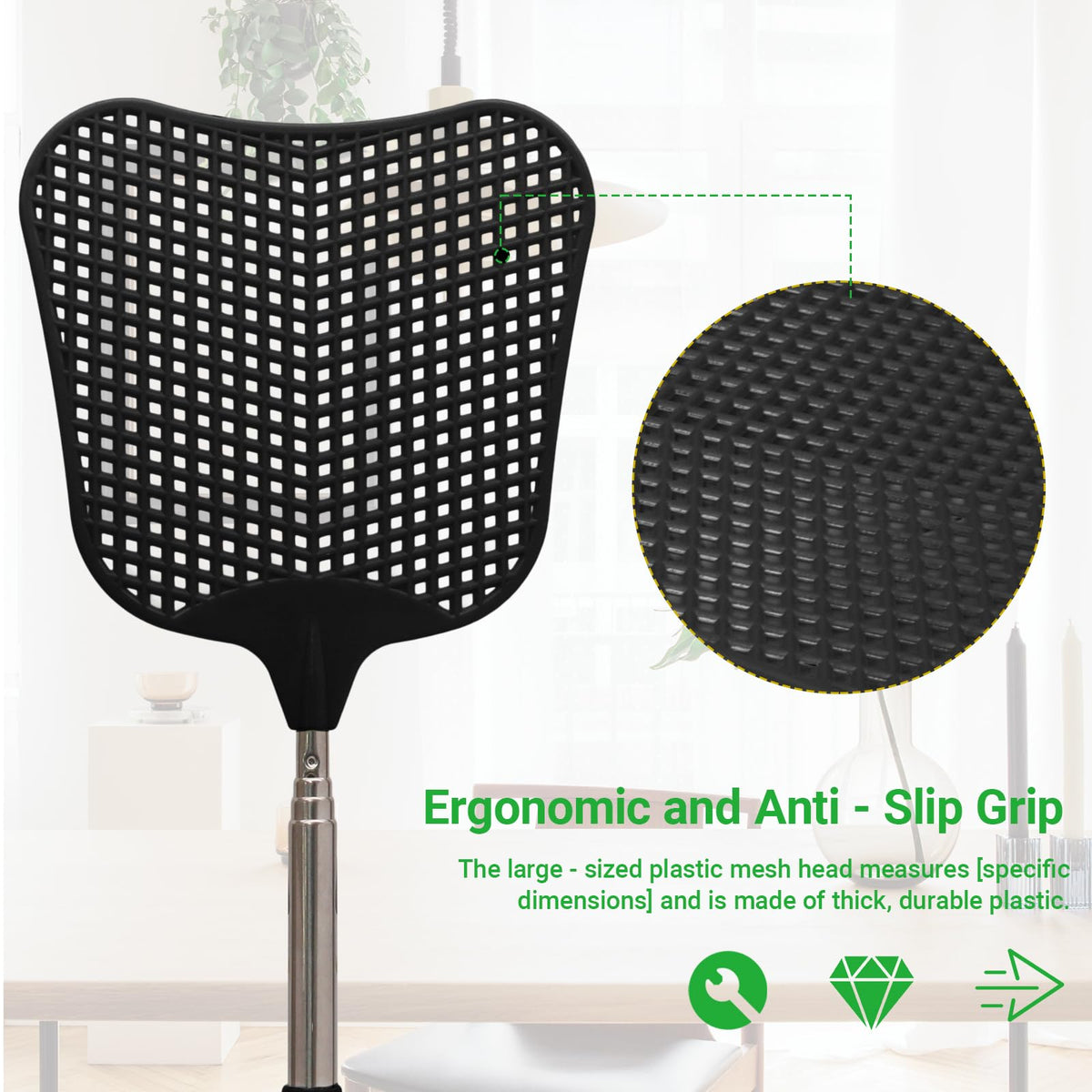 Litoexpe stainless steel pole offers durable, extended reach for tough swats.