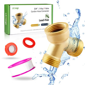 LitOrange lead-free brass Y-valve front view for durable, reliable watering