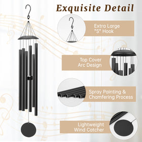 Litray black 38in aluminium wind chimes close-up