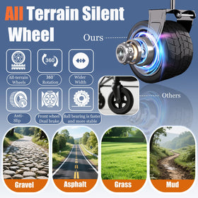 Littadeer wagon front-wheel brakes provide controlled maneuvering on slopes.