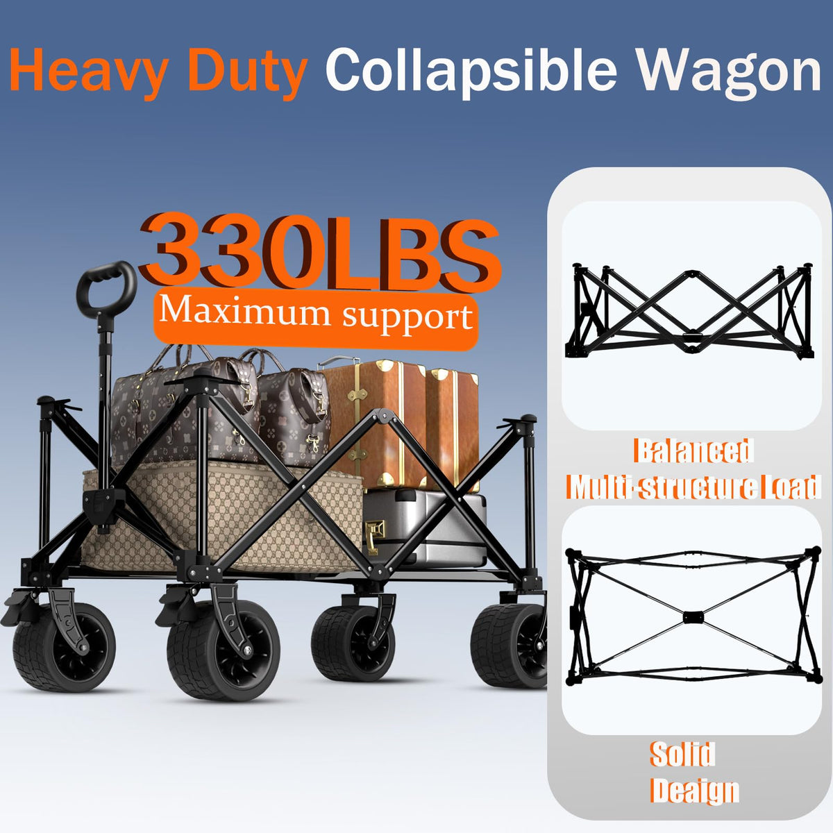 Littadeer wagon large 160L storage holds camping gear or groceries.