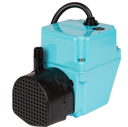 Little Giant 2E-N pump front view, compact oil-filled design for fountains.