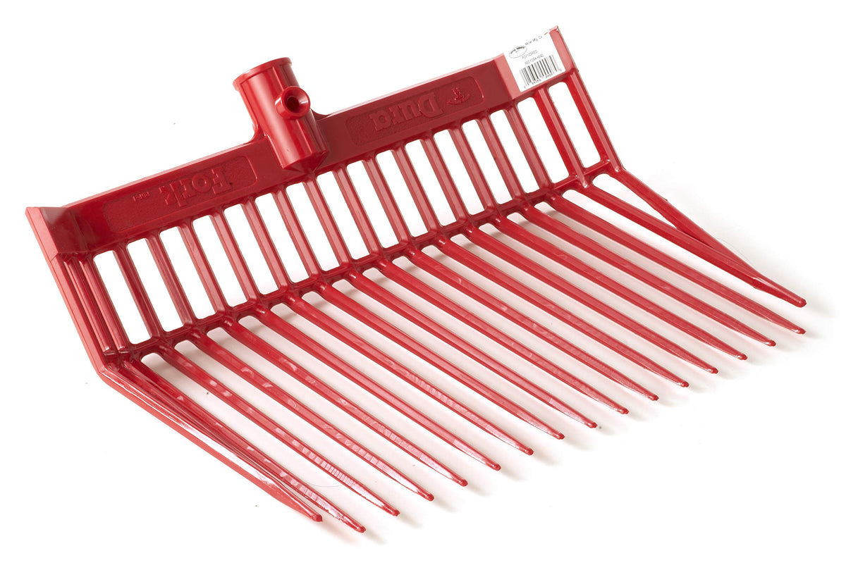 Little Giant DuraFork replacement head with angled tines in red reduces spills during handling