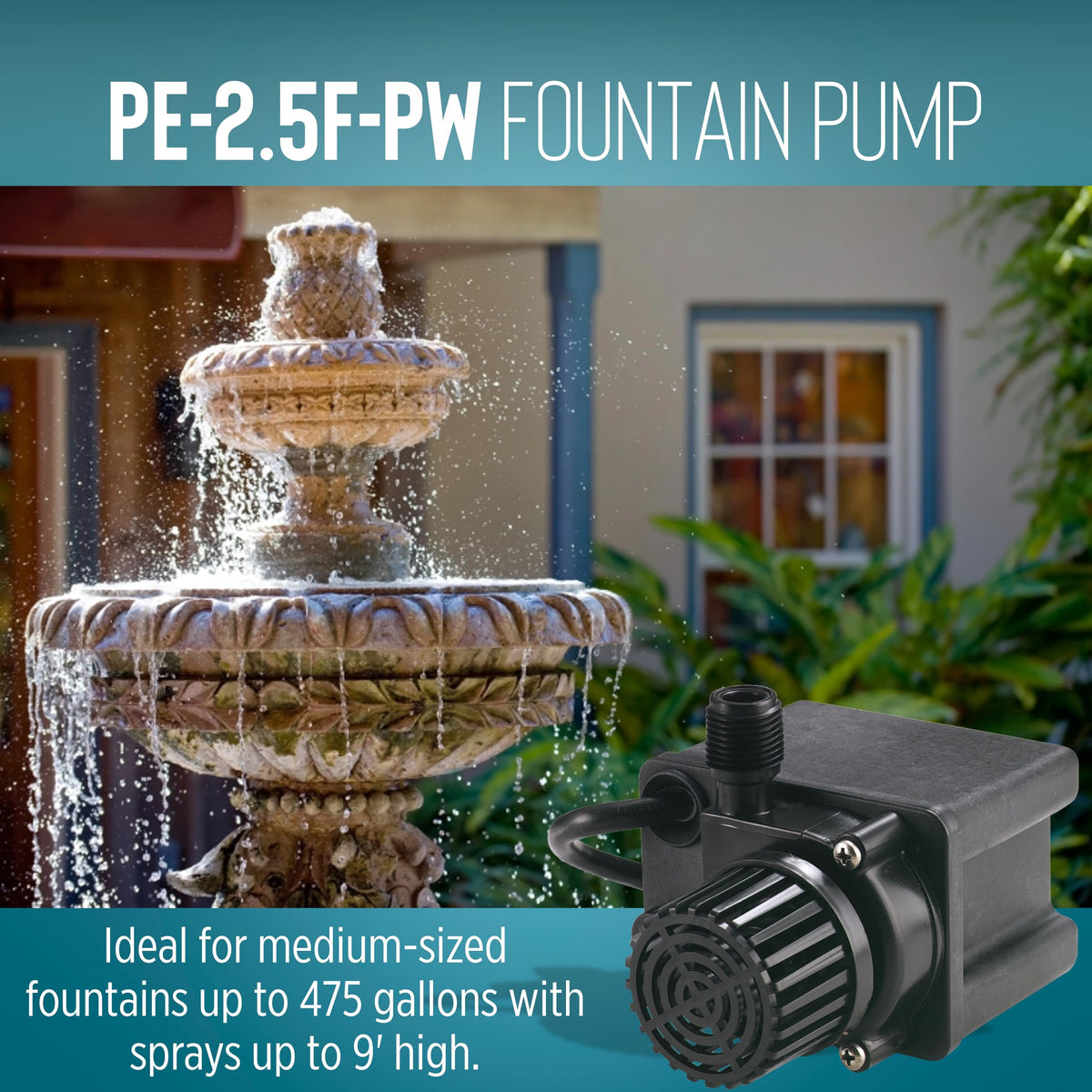 Little Giant PE-2.5F-PW continuous-duty motor designed for long runs.