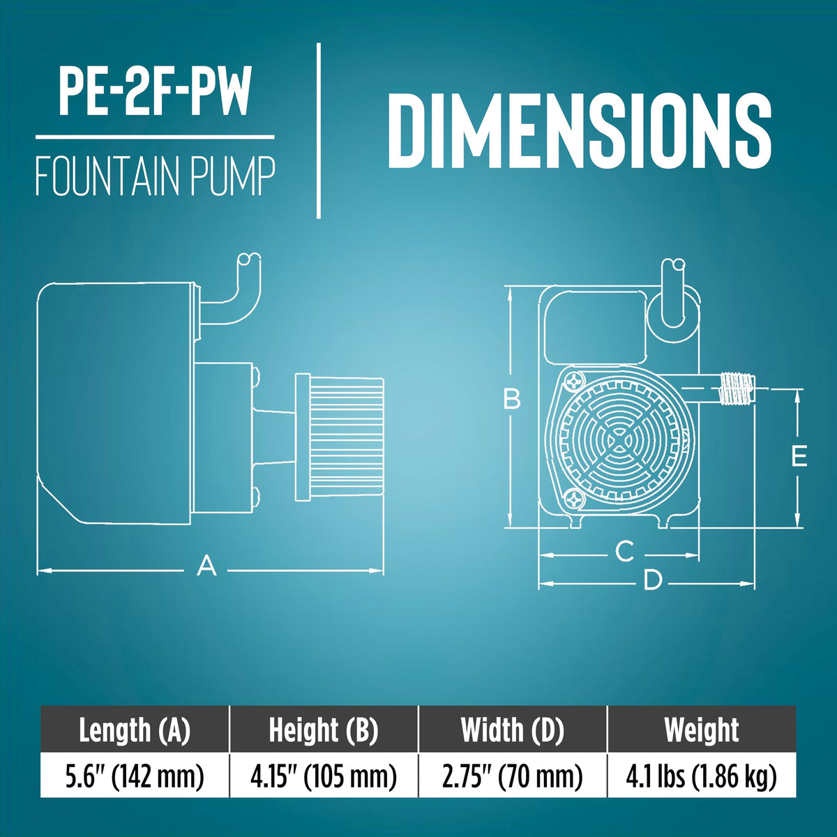 PE-2F-PW pre-filter protecting the impeller and motor during operation.