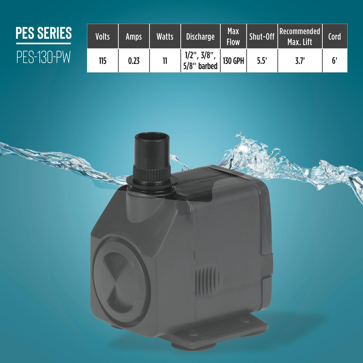 Built-in screen protects the impeller in the PES-130-PW pump.