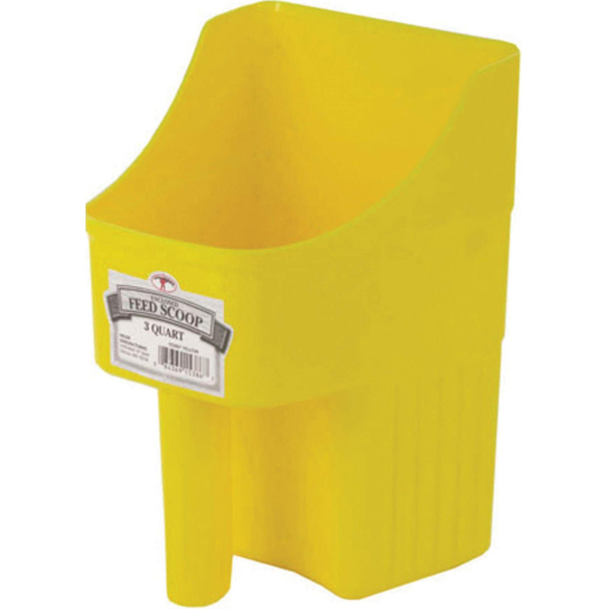 Little Giant enclosed feed scoop, yellow, 3-quart capacity, reduces spills during feeding