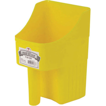 Little Giant enclosed feed scoop, yellow, 3-quart capacity, reduces spills during feeding