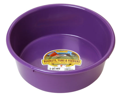 Little Giant Plastic Utility Pan 5-quart purple, ideal for livestock feeding and water holding.
