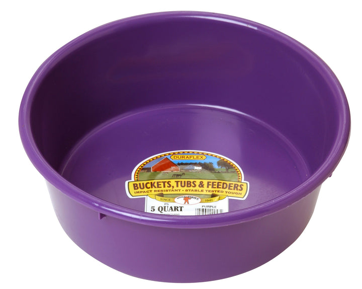 Little Giant Plastic Utility Pan 5-quart purple, ideal for livestock feeding and water holding.