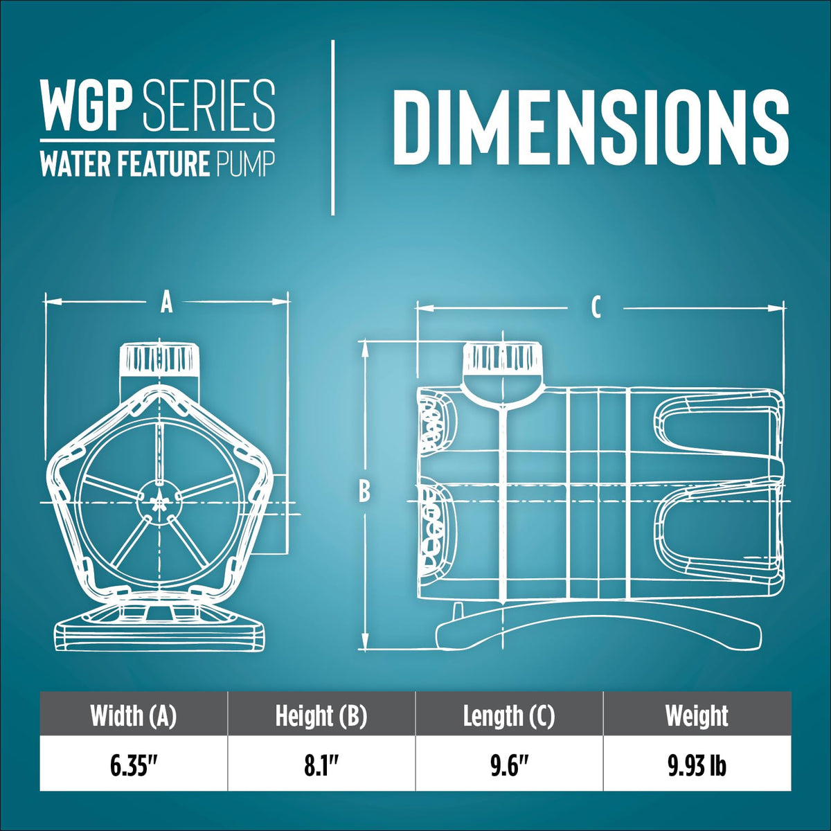Little Giant WGP-65-PW side view demonstrates compact placement for flexible installation.