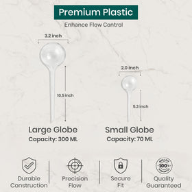 Little Green Leaf 300ml globe provides steady moisture to soil.