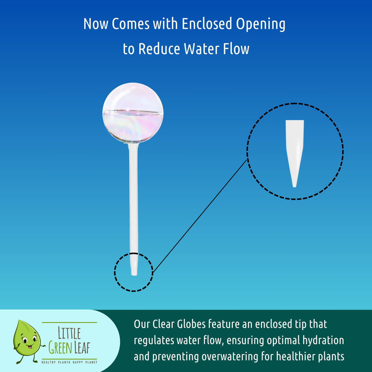 Little Green Leaf eco-friendly glass water globes regulate flow for up to 14 days