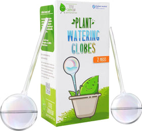 Little Green Leaf watering globe with clear glass for even indoor plant hydration