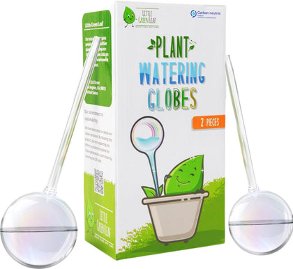 Little Green Leaf watering globe with clear glass for even indoor plant hydration