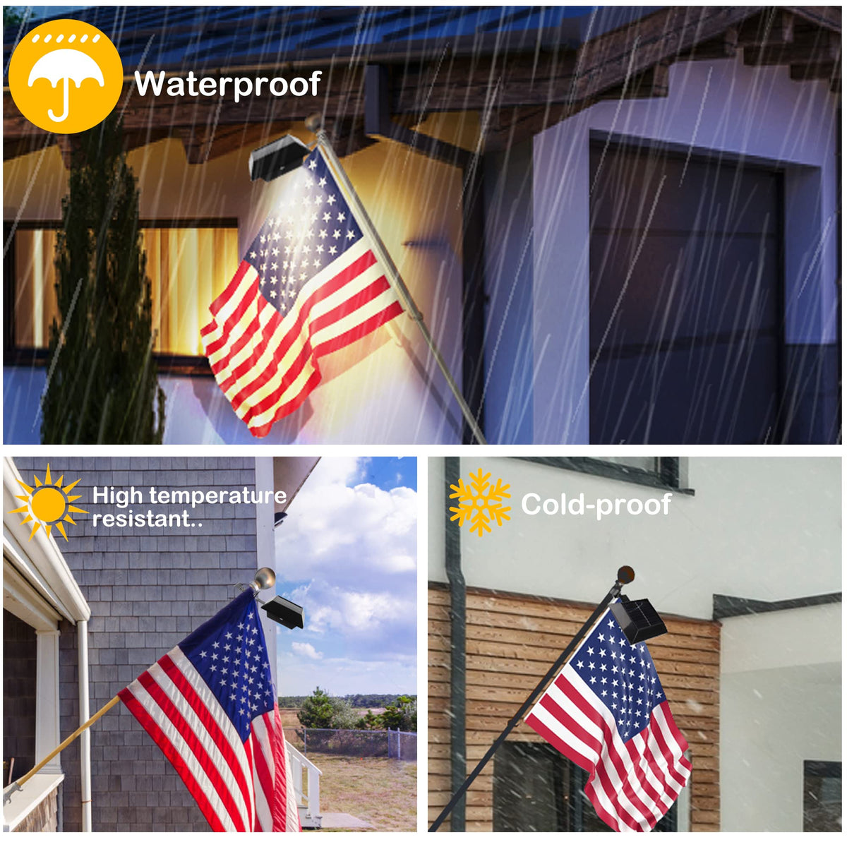 Little Joke solar flag light with stainless steel bracket for installation