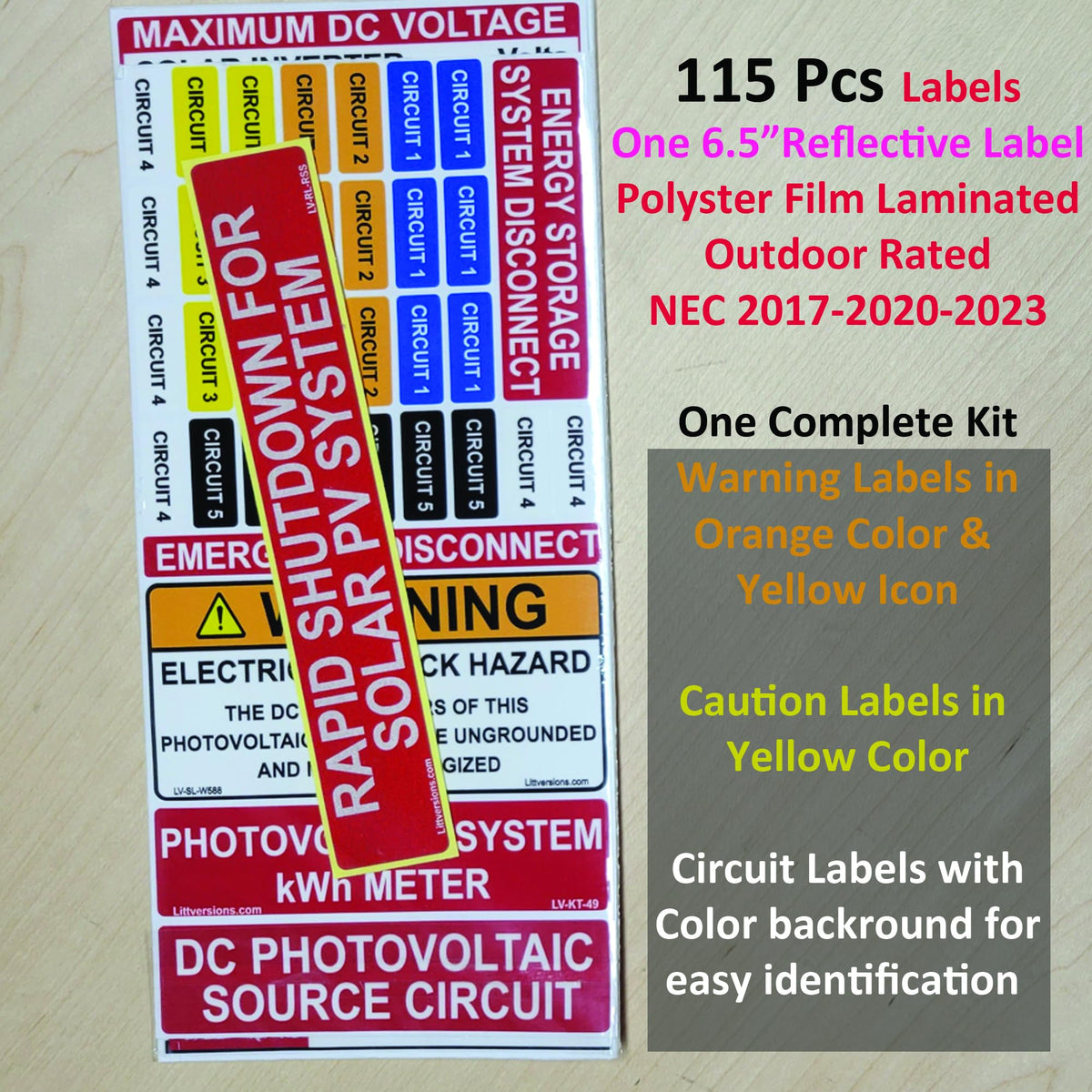 Littversions PV warning notices clearly communicate safety cautions for solar setups.