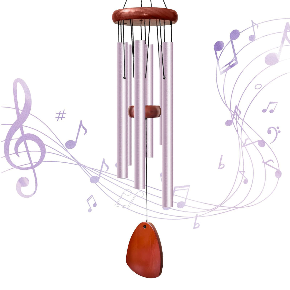 Litu 28-inch wind chimes outside in purple create a tranquil backyard ambiance.