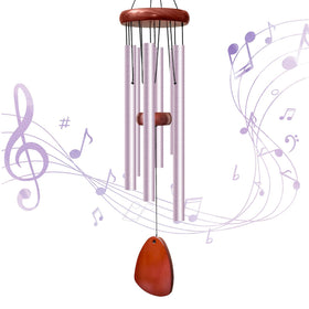 Litu 28-inch wind chimes outside in purple create a tranquil backyard ambiance.