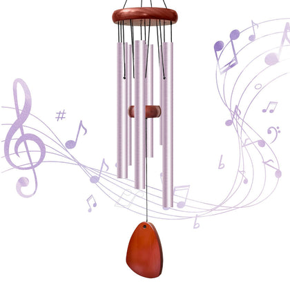Litu 28-inch wind chimes outside in purple create a tranquil backyard ambiance.