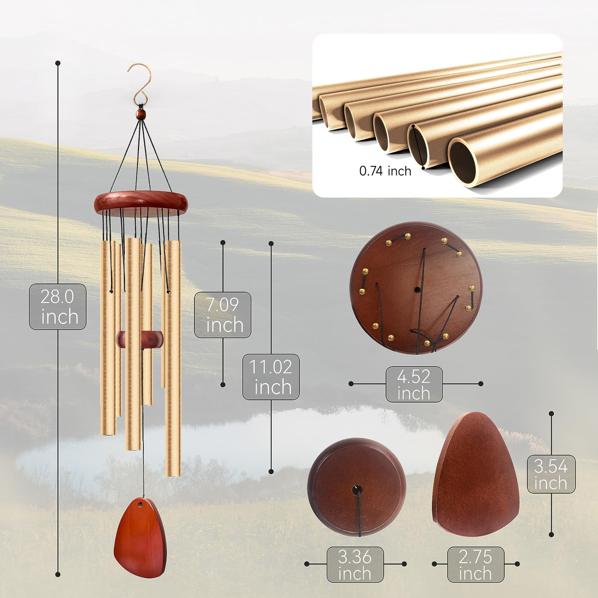 Litu six aluminum tubes offer varied tones for a soothing outdoor concert.
