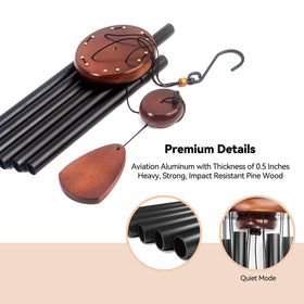 Litu wind chimes hanging on patio rail to create a serene zen vibe.