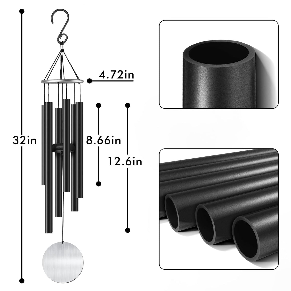 Litu Wind Chimes rubber wood wind catcher resists moisture for outdoor use.