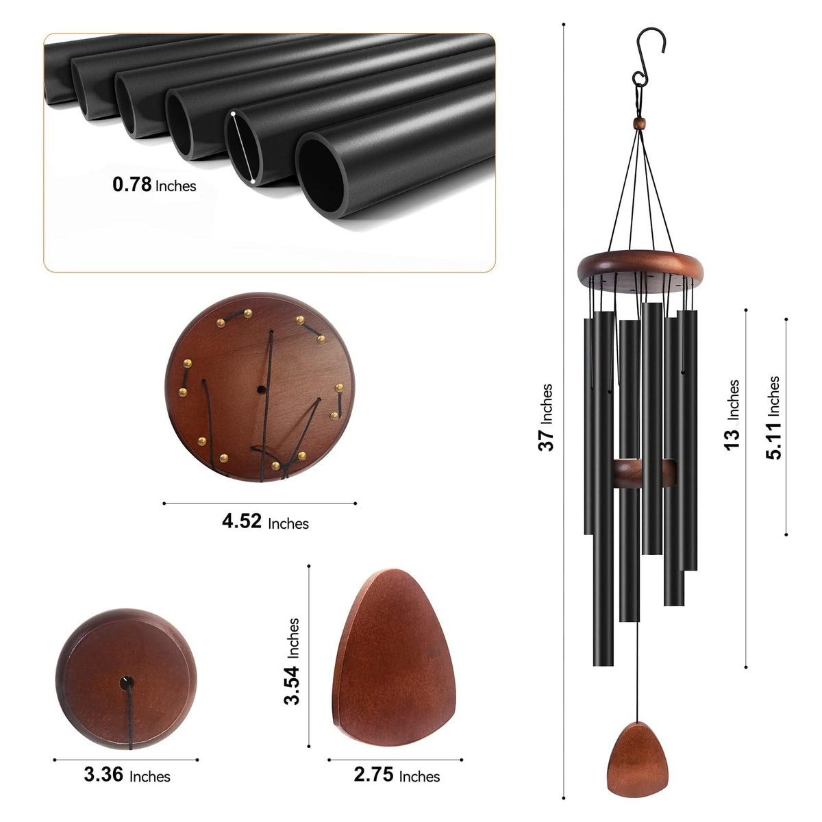 Litu wind chimes top disc and rope connection ensure sturdy outdoor use.