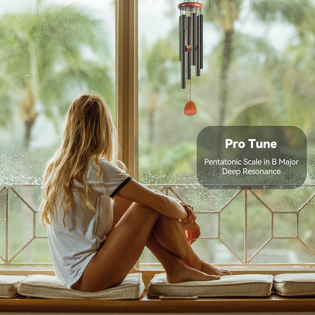 Litu wind chimes garden decoration providing peaceful outdoor ambiance.