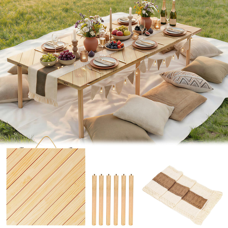 LITURTOO 60x30 folding picnic table fully open for spacious outdoor dining.