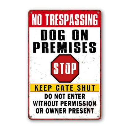 Liukliut beware dog sign with durable metal for outdoor visibility.