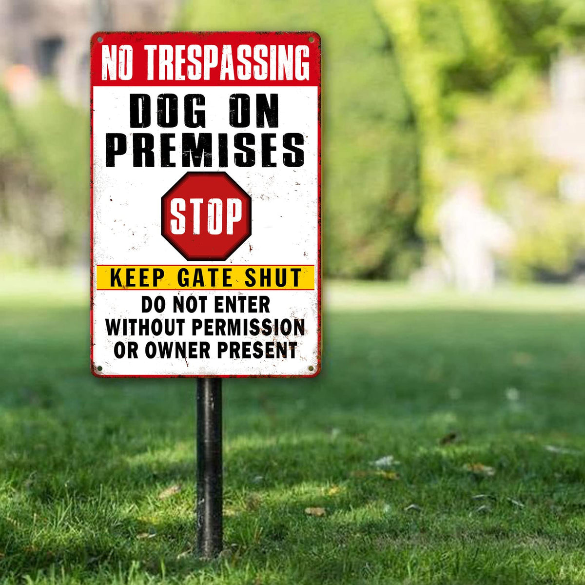 Liukliut no trespassing sign enhances yard safety with a playful tone.