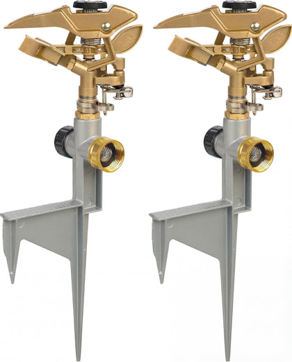 LIULO TOOL 2-pack impact sprinkler ready for yard setup with even coverage.