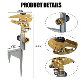 LIULO TOOL heavy-duty sprinkler head on a metal spike ensuring stable installation.