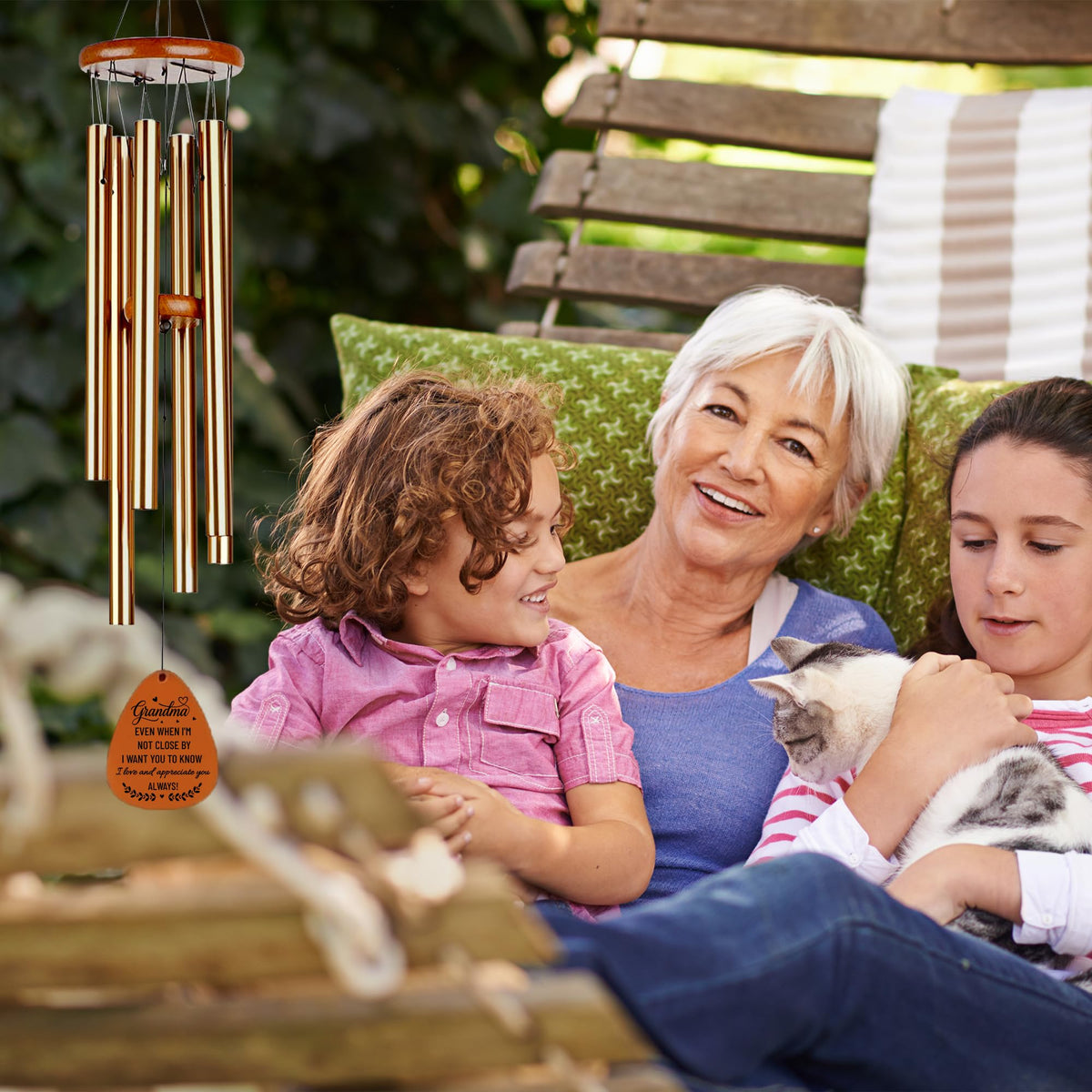 Garden-friendly Livinges windchime creates a peaceful soundscape on breezy days.