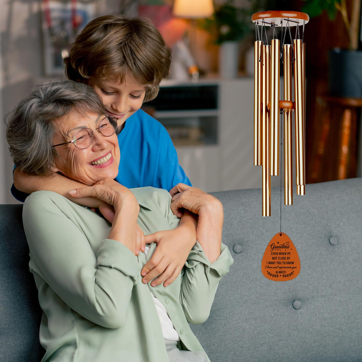 Thoughtful grandkids gift: Livinges windchime that whispers love.