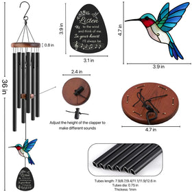 Livinges hummingbird suncatcher design wind chime, bright sunlit focal point for memory.