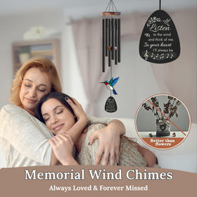 Livinges memorial wind chimes with included sympathy card for personal condolences.