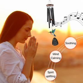 Livinges hummingbird wind chimes, outdoor memorial decor and comforting ambience.