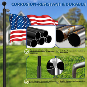 Livoccur extra-thick wall flag pole ensures long-lasting strength and reliability.