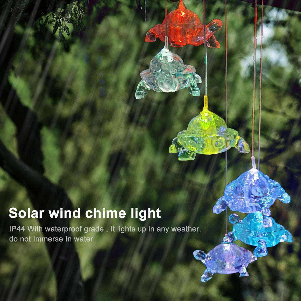 Lixada solar wind chime turtle light adds magical ambiance to balconies and gardens