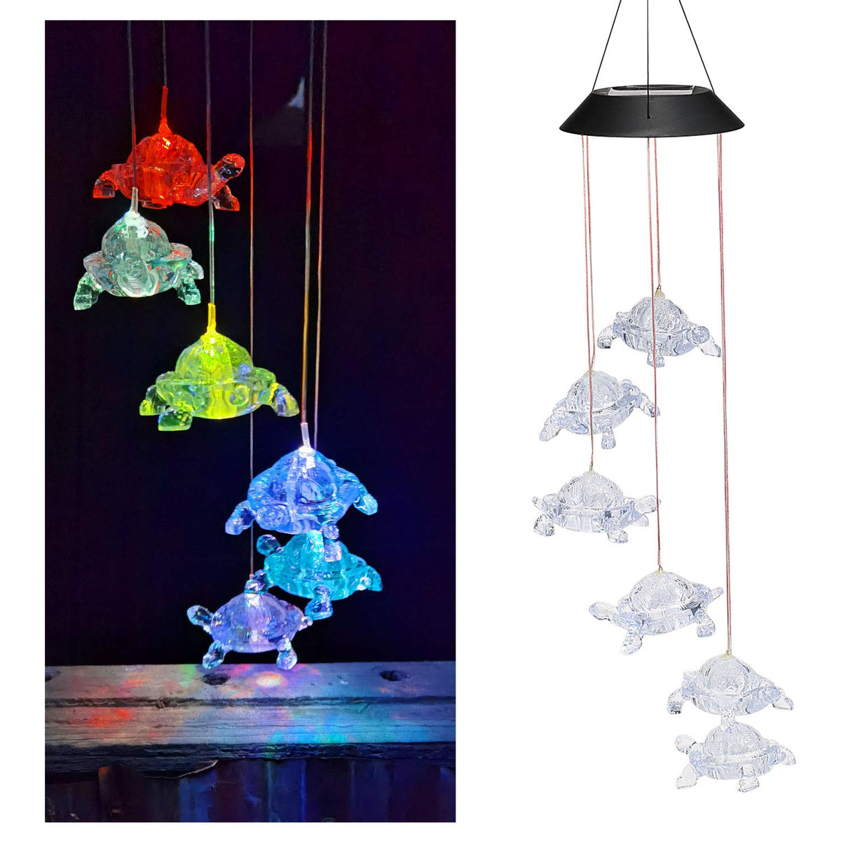 Lixada wind chimes chandelier turtle lights brighten outdoor spaces with color changing glow