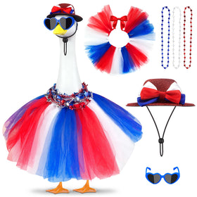 Lixintray goose outfit on a 17-23 inch goose, striped red-white-blue dress for festive porch decor.